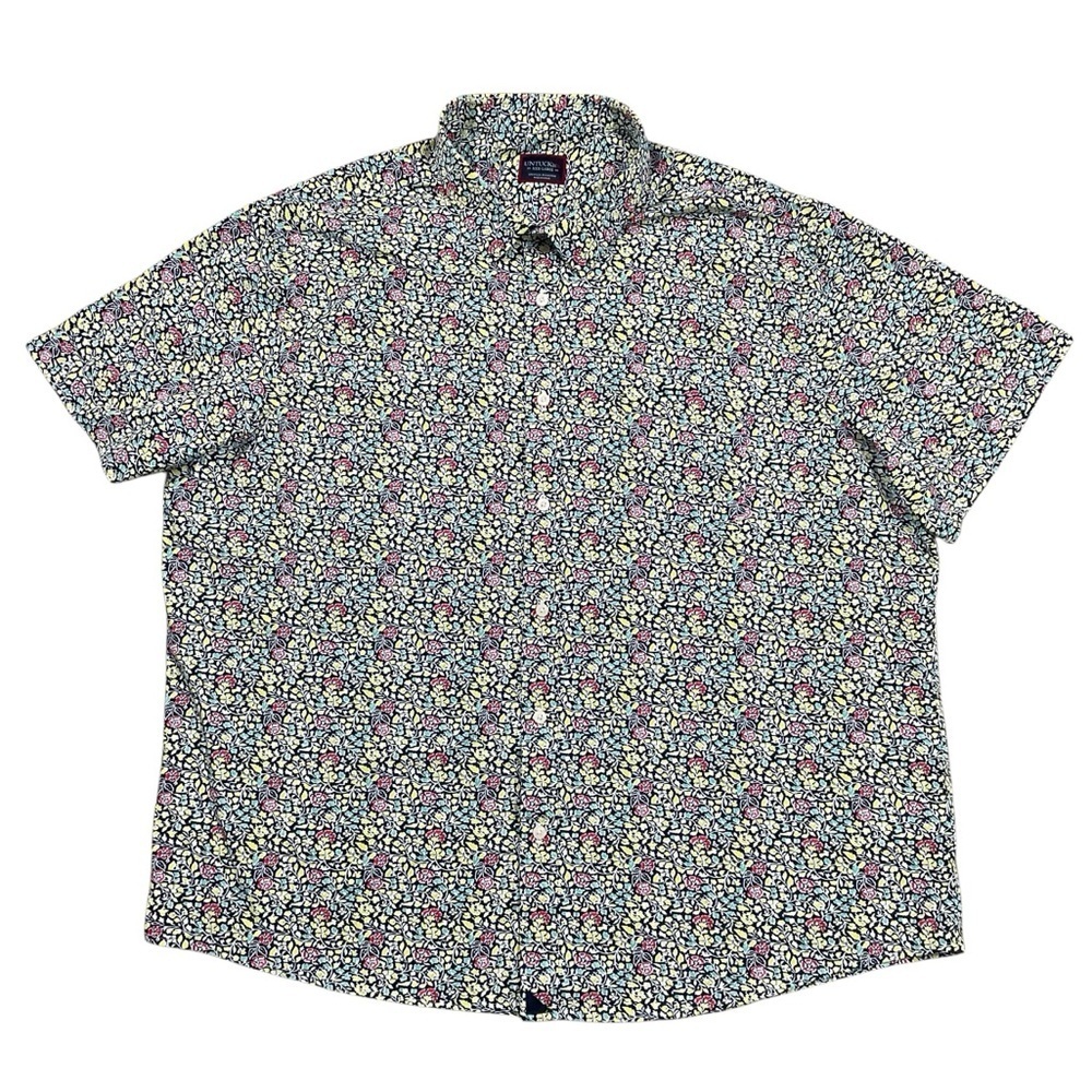 UNTUCKit Britton Shirt XXXL Floral Button Down Navy Short Sleeve Stretch